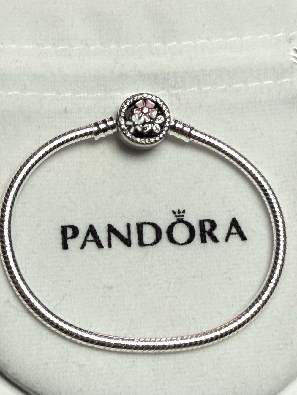 Pandora Silver Bracelet with Poetic Blooms Clasp 17 cm